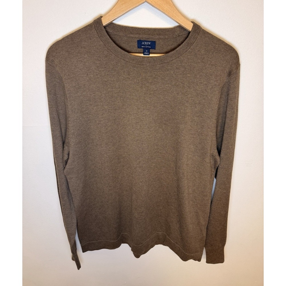J Crew Mens M Brown 100% Cotton Crewneck Sweater Lightweight Knit Pullover